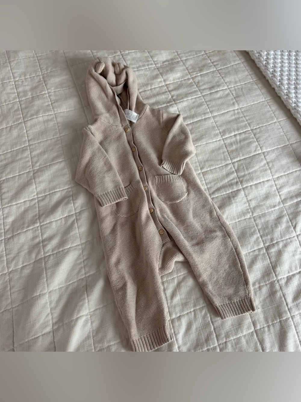 Baby knit hooded jumpsuit
